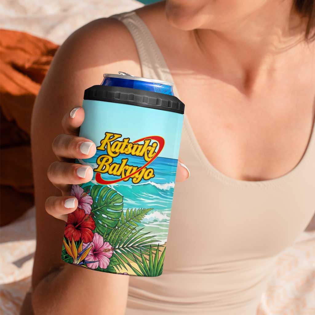 Katsuki Bakugo Summer Chill 4 in 1 Can Cooler Tumbler Tropical Anime Action Scene