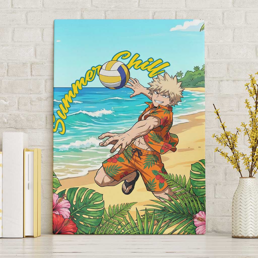 Katsuki Bakugo Summer Chill Canvas Wall Art Tropical Anime Action Scene