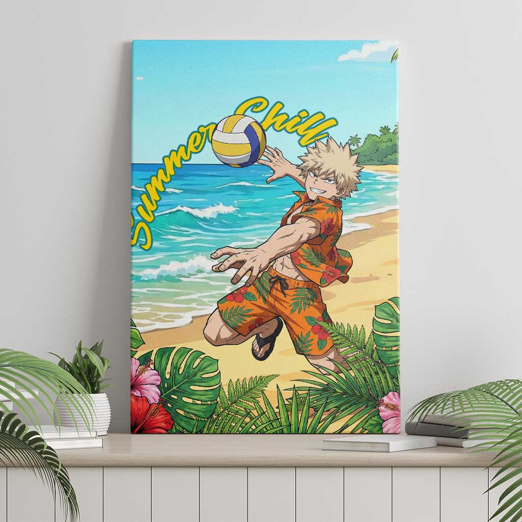 Katsuki Bakugo Summer Chill Canvas Wall Art Tropical Anime Action Scene