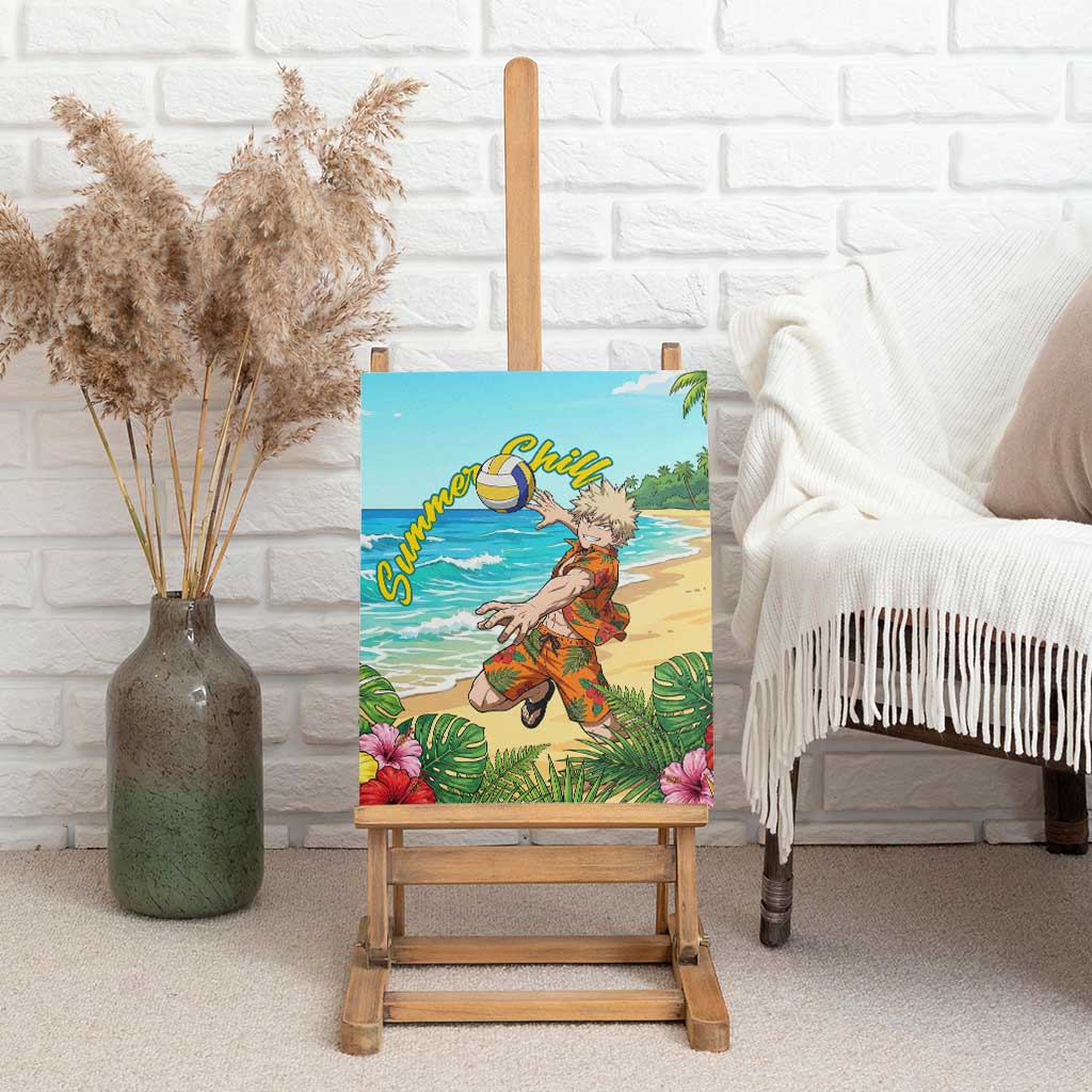 Katsuki Bakugo Summer Chill Canvas Wall Art Tropical Anime Action Scene