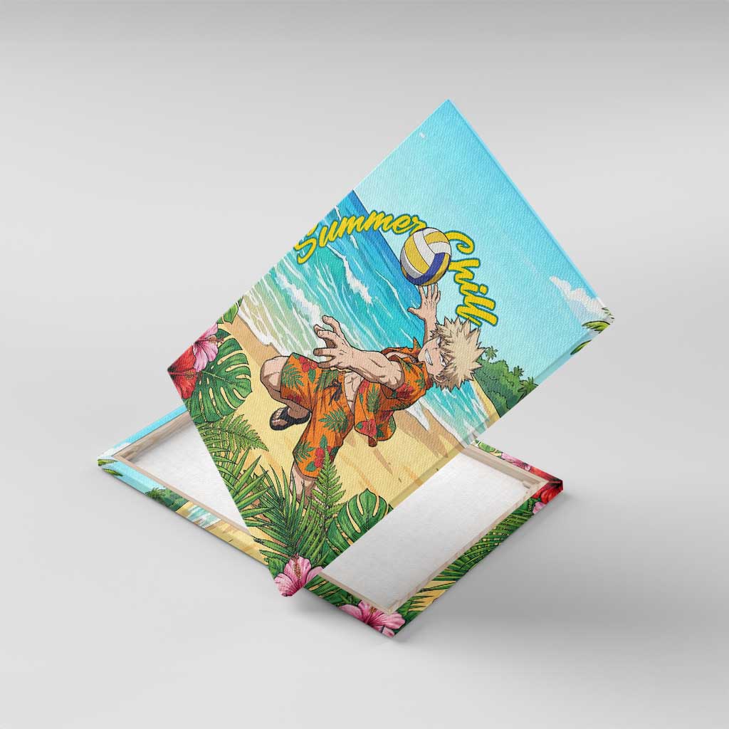 Katsuki Bakugo Summer Chill Canvas Wall Art Tropical Anime Action Scene
