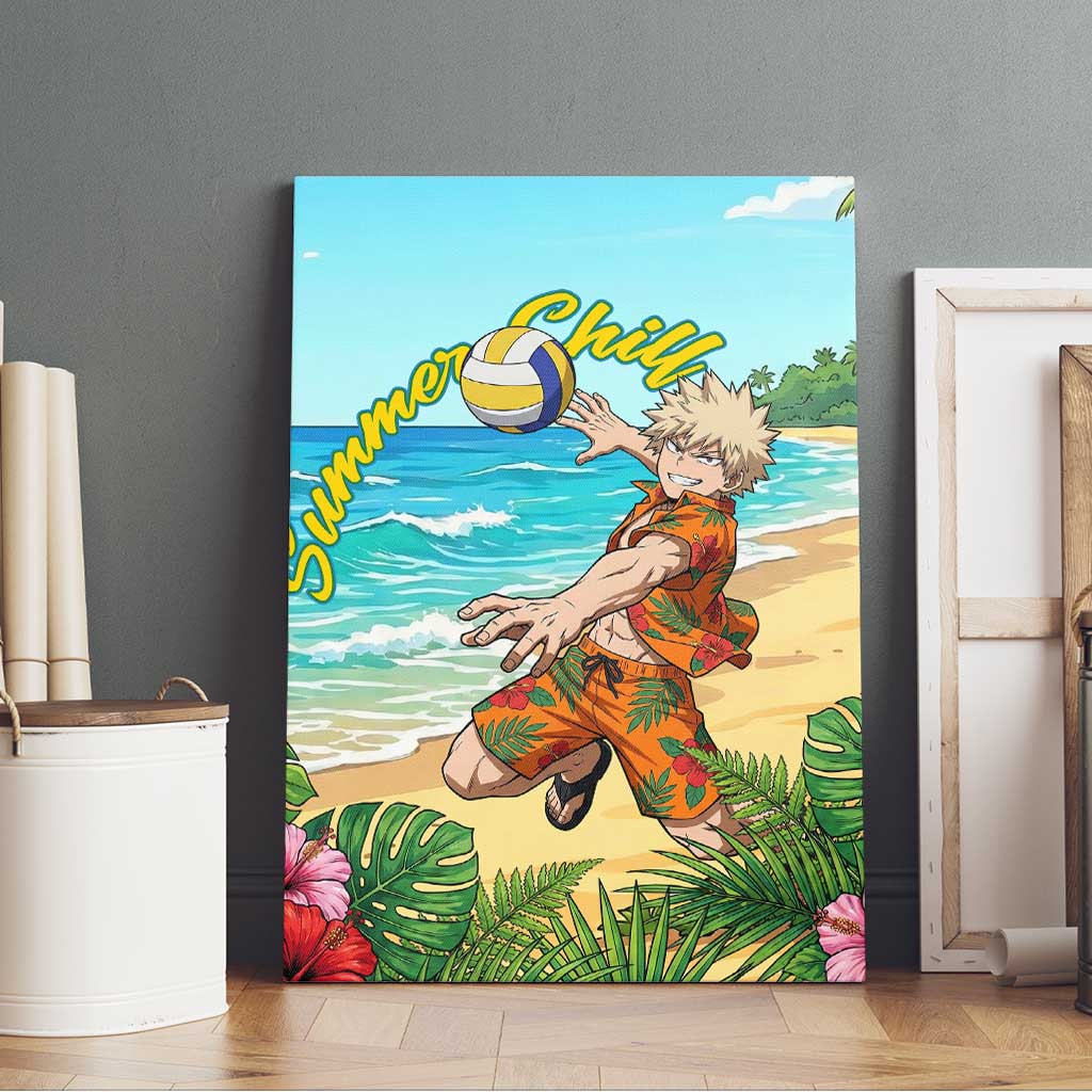 Katsuki Bakugo Summer Chill Canvas Wall Art Tropical Anime Action Scene