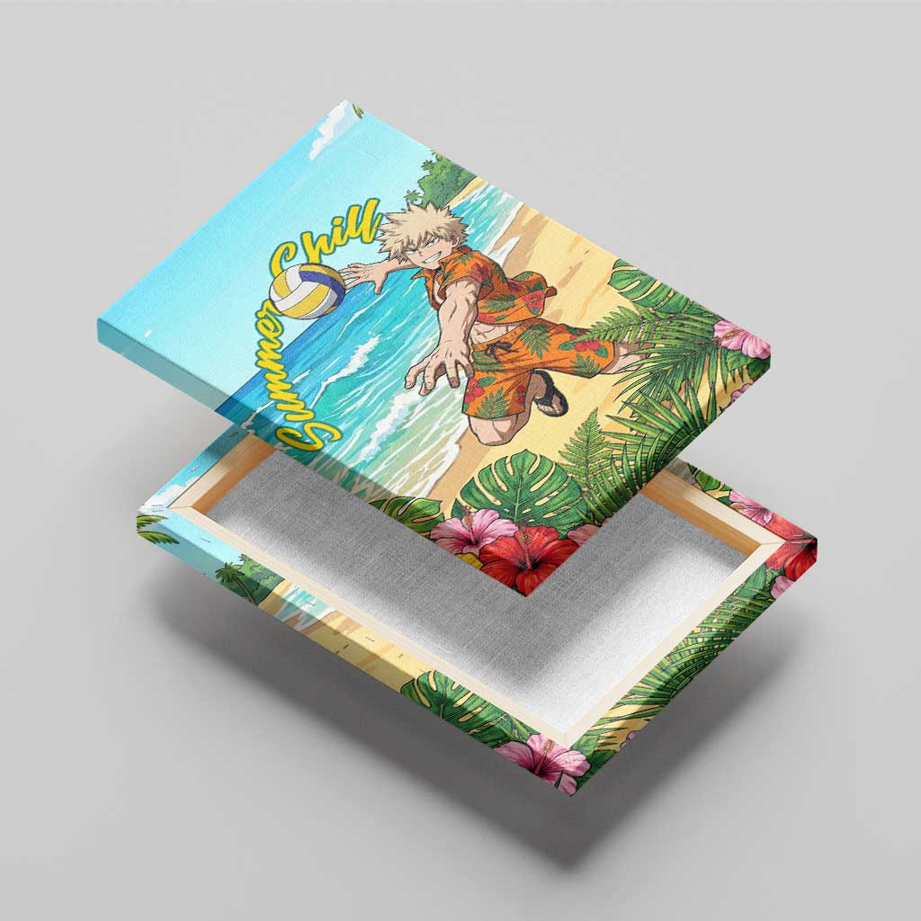 Katsuki Bakugo Summer Chill Canvas Wall Art Tropical Anime Action Scene