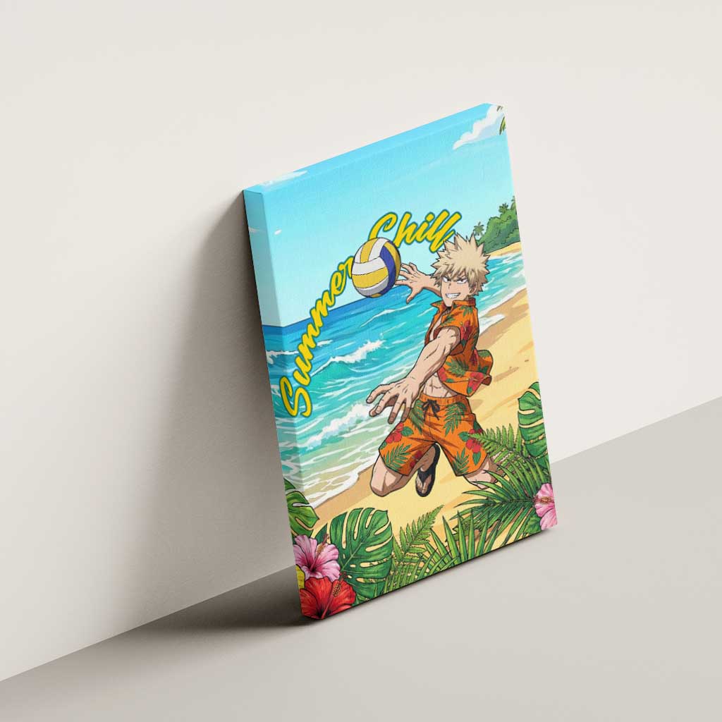 Katsuki Bakugo Summer Chill Canvas Wall Art Tropical Anime Action Scene