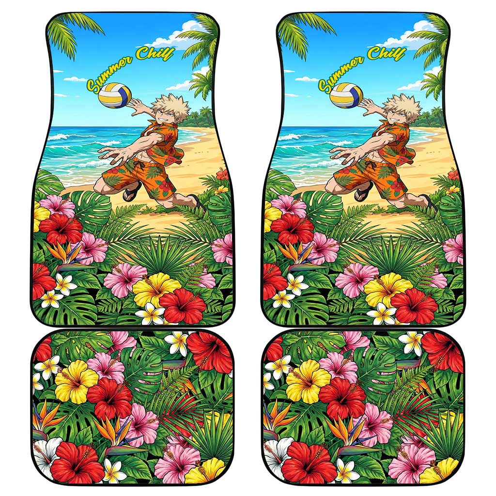 Katsuki Bakugo Summer Chill Car Mats Tropical Anime Action Scene