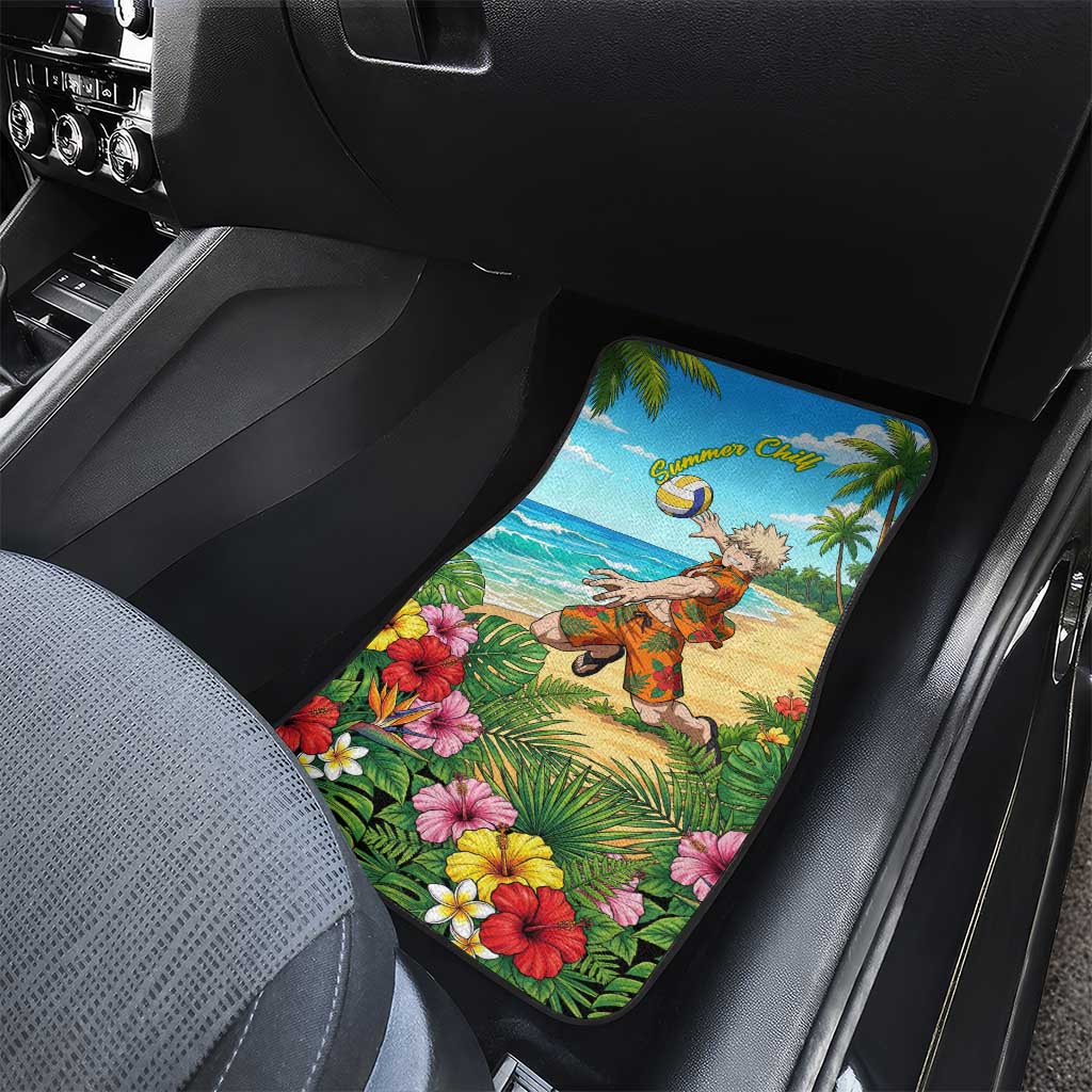 Katsuki Bakugo Summer Chill Car Mats Tropical Anime Action Scene