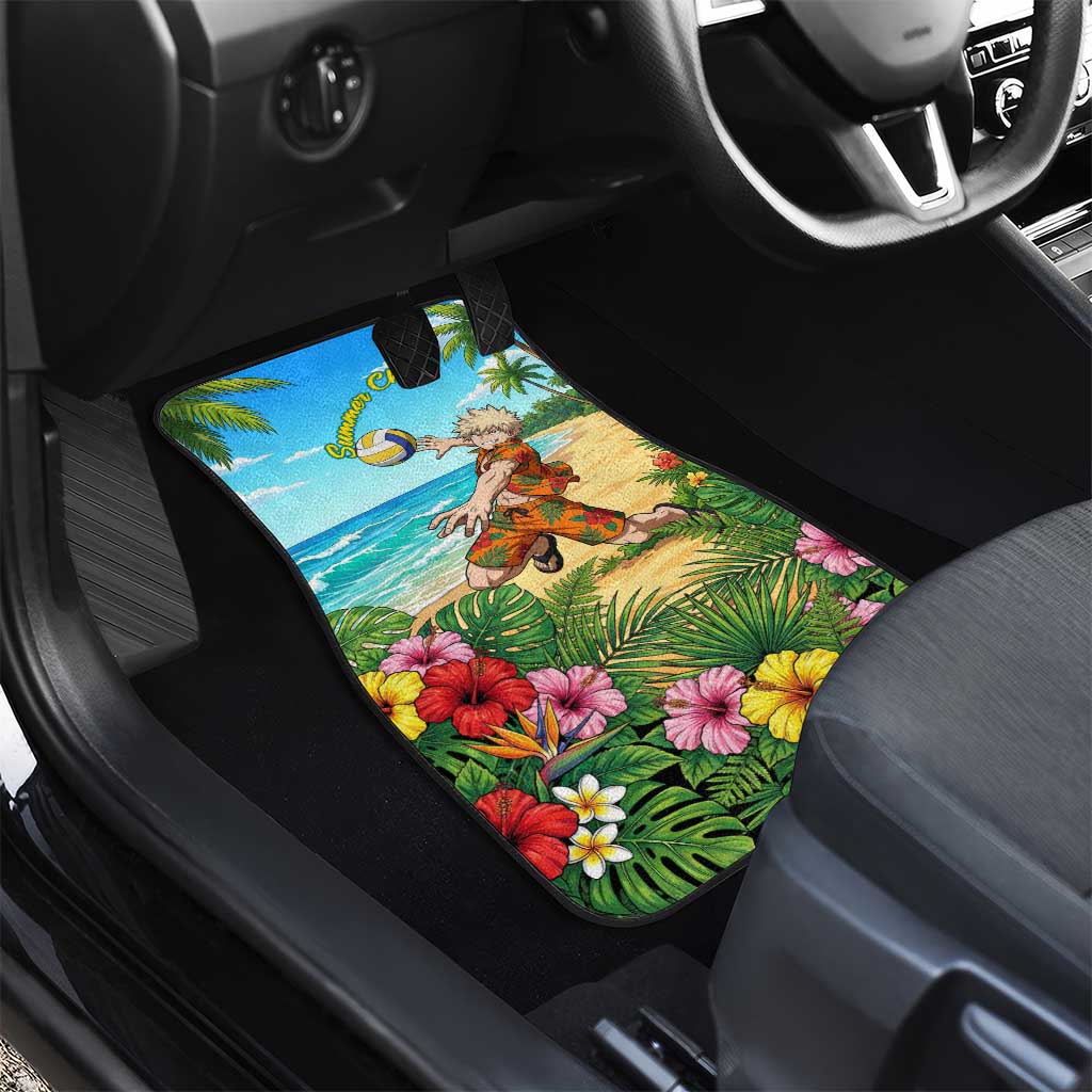 Katsuki Bakugo Summer Chill Car Mats Tropical Anime Action Scene