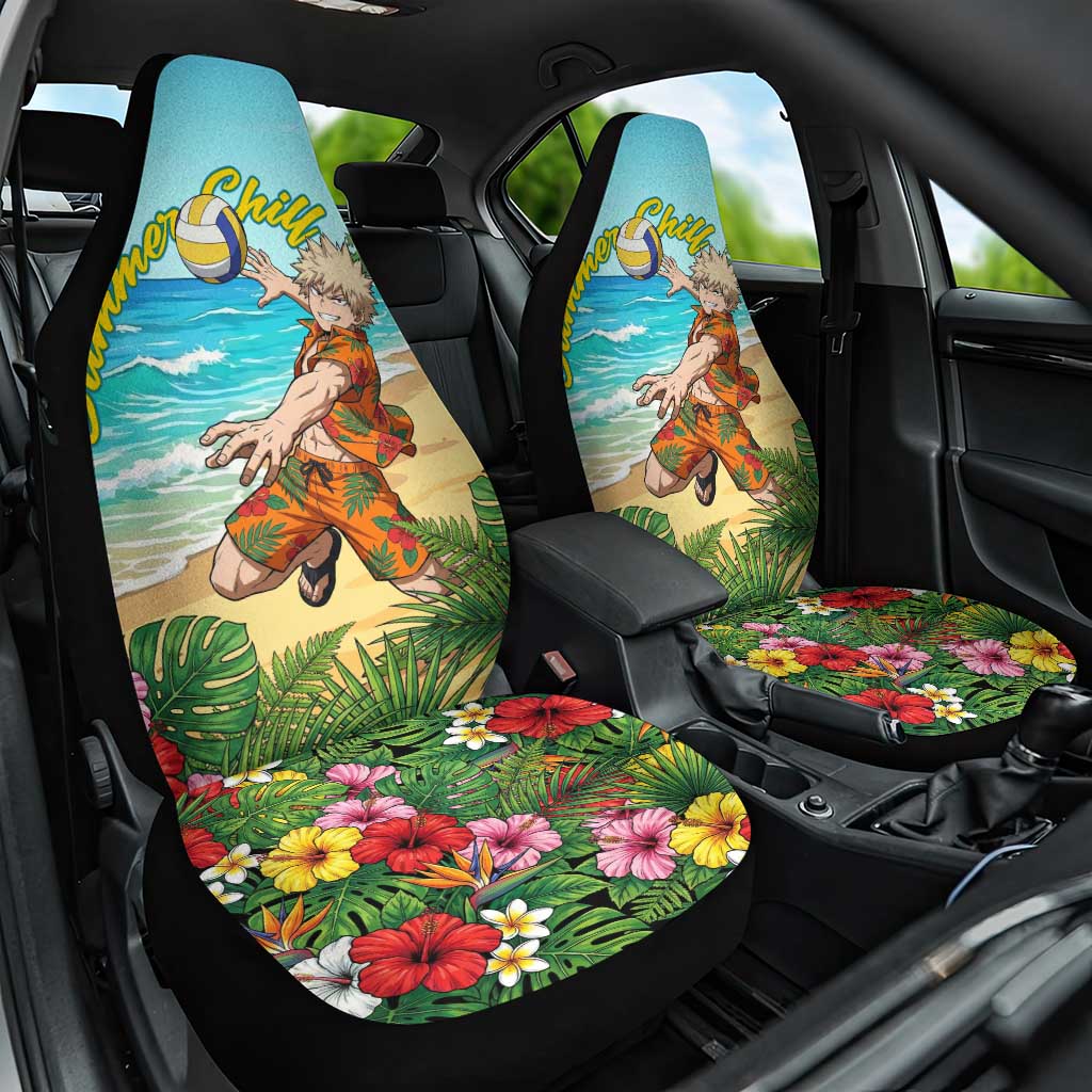 Katsuki Bakugo Summer Chill Car Seat Cover Tropical Anime Action Scene