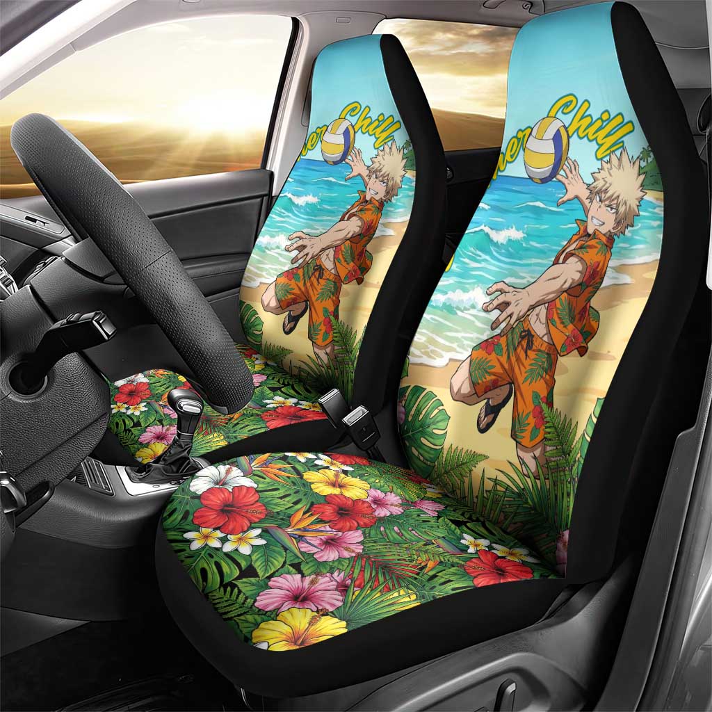 Katsuki Bakugo Summer Chill Car Seat Cover Tropical Anime Action Scene