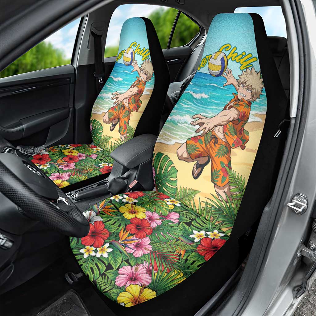 Katsuki Bakugo Summer Chill Car Seat Cover Tropical Anime Action Scene