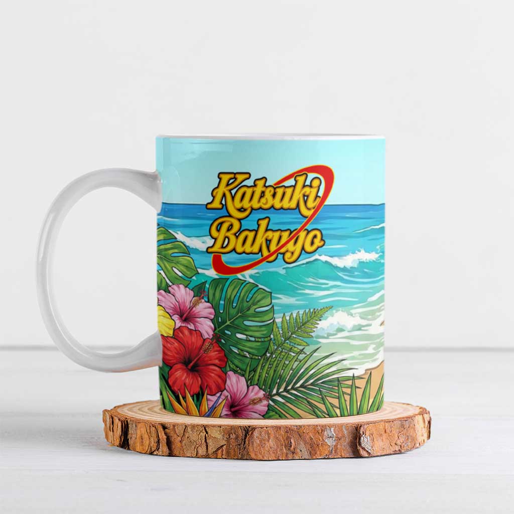 Katsuki Bakugo Summer Chill Ceramic Mug Tropical Anime Action Scene