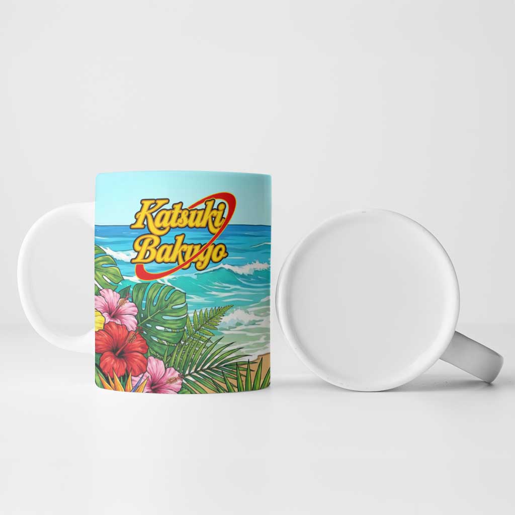 Katsuki Bakugo Summer Chill Ceramic Mug Tropical Anime Action Scene