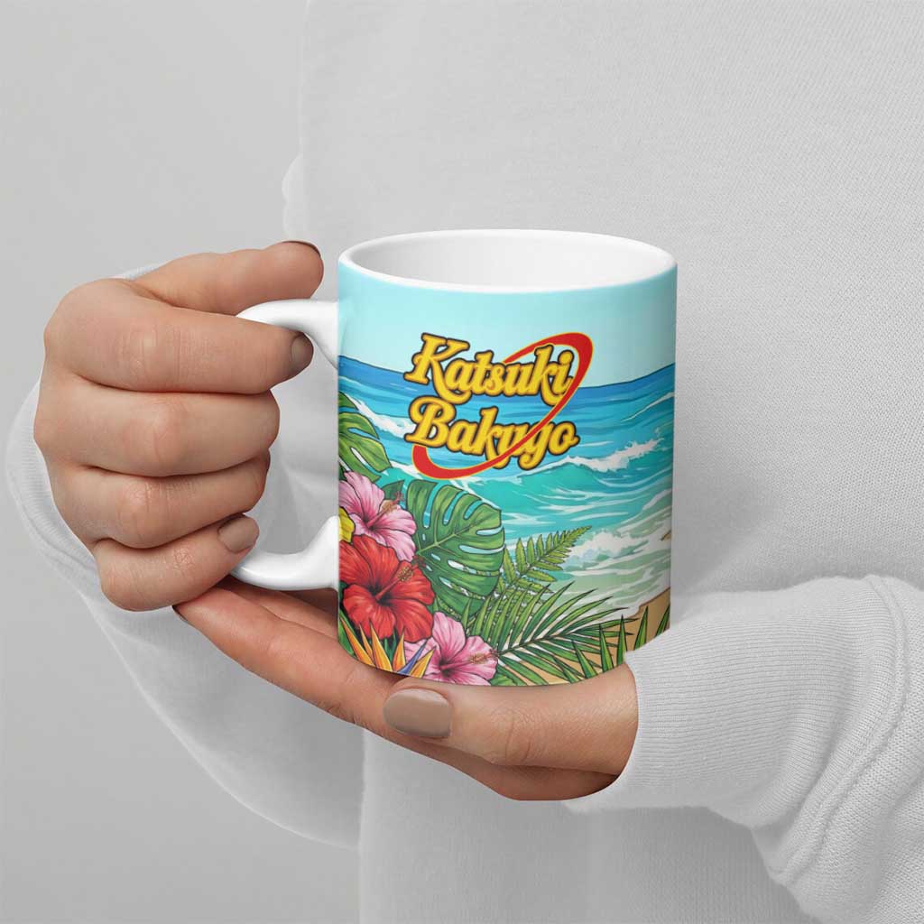 Katsuki Bakugo Summer Chill Ceramic Mug Tropical Anime Action Scene