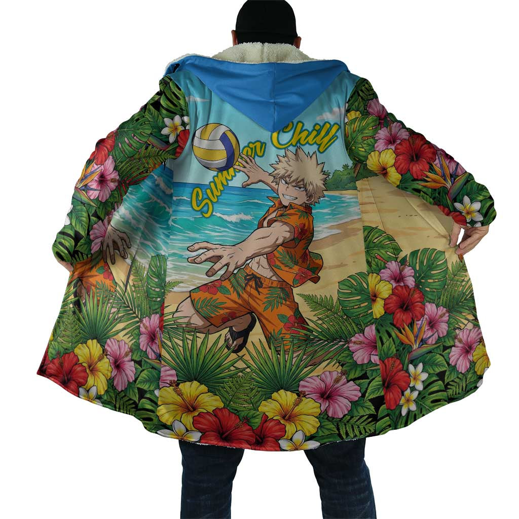 Katsuki Bakugo Summer Chill Cloak Tropical Anime Action Scene