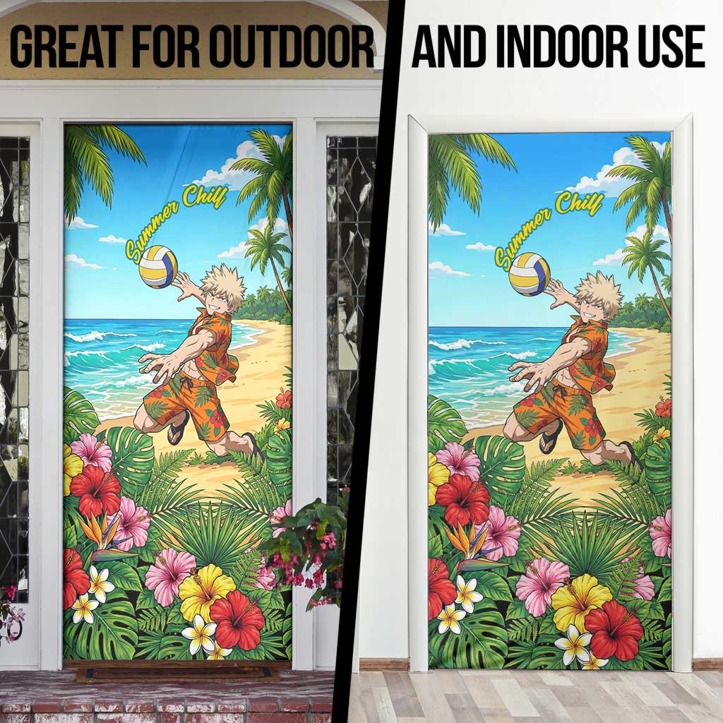 Katsuki Bakugo Summer Chill Door Cover Tropical Anime Action Scene