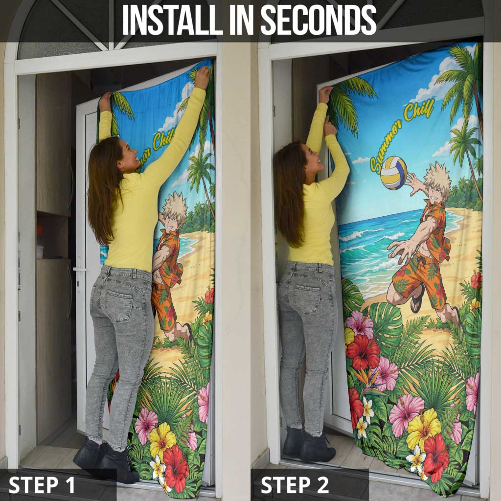 Katsuki Bakugo Summer Chill Door Cover Tropical Anime Action Scene