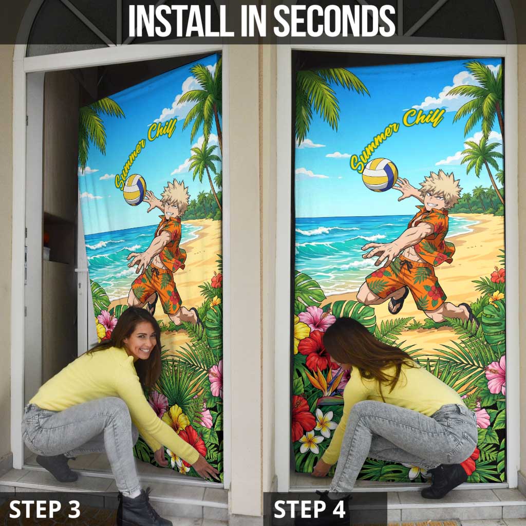 Katsuki Bakugo Summer Chill Door Cover Tropical Anime Action Scene