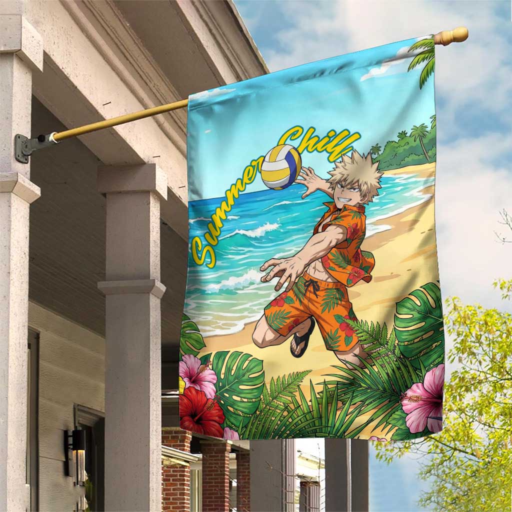 Katsuki Bakugo Summer Chill Garden Flag Tropical Anime Action Scene