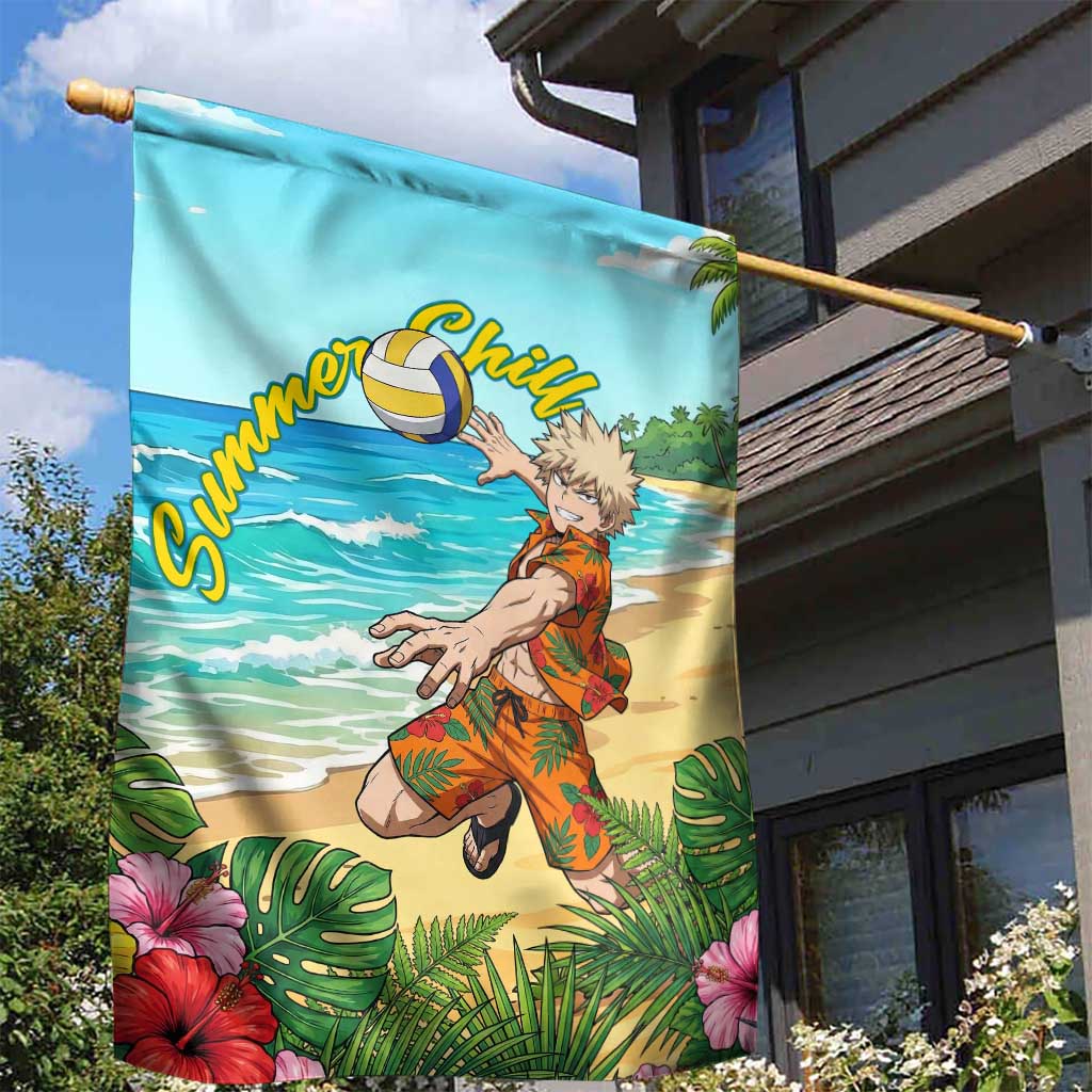 Katsuki Bakugo Summer Chill Garden Flag Tropical Anime Action Scene