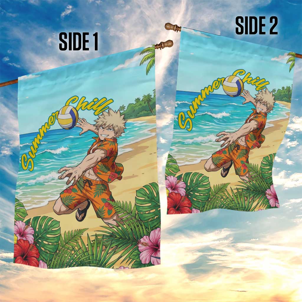 Katsuki Bakugo Summer Chill Garden Flag Tropical Anime Action Scene