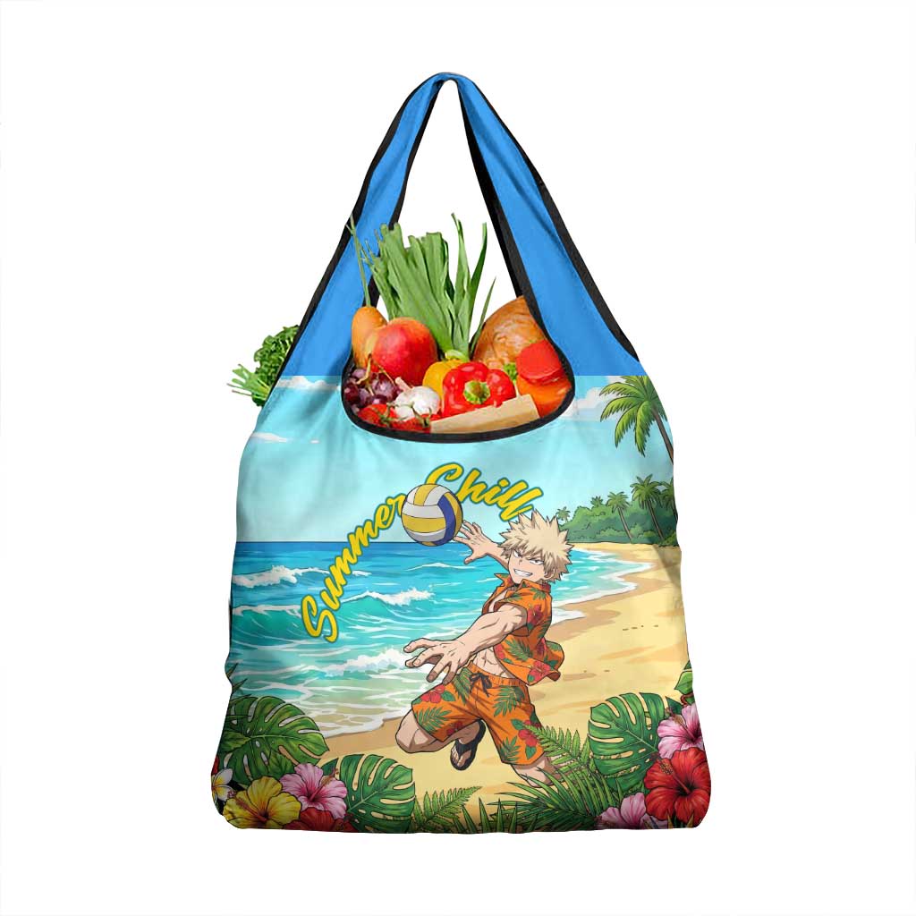 Katsuki Bakugo Summer Chill Grocery Bag Tropical Anime Action Scene