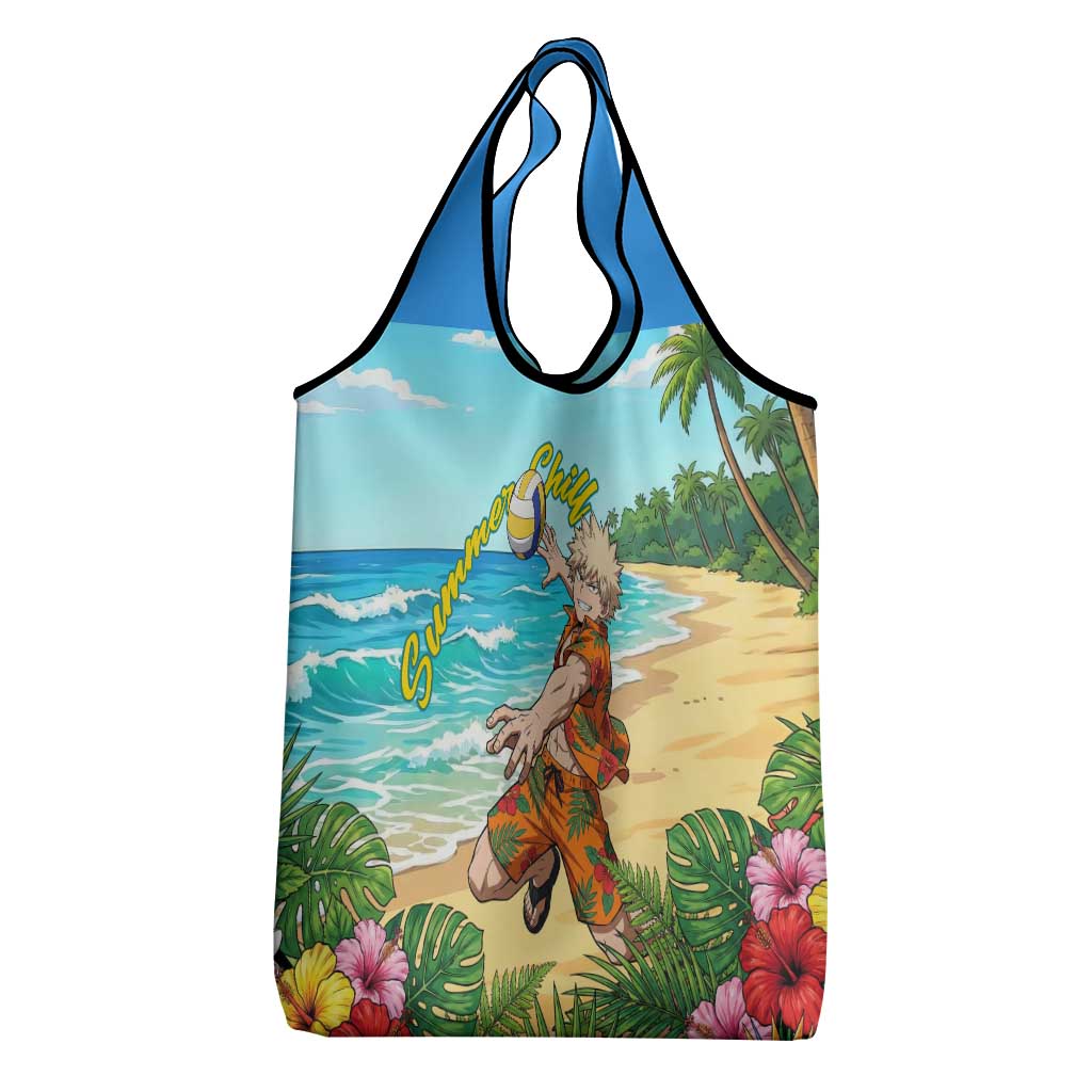 Katsuki Bakugo Summer Chill Grocery Bag Tropical Anime Action Scene