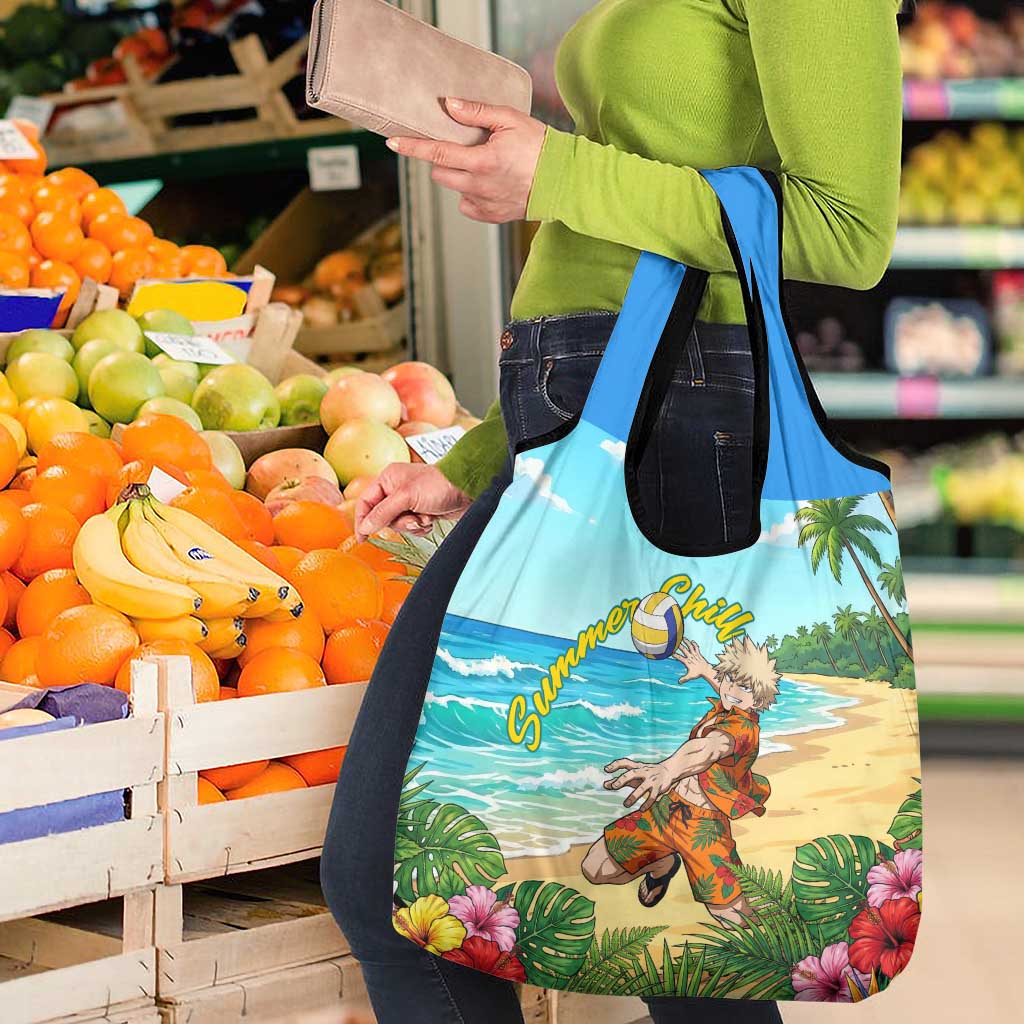 Katsuki Bakugo Summer Chill Grocery Bag Tropical Anime Action Scene