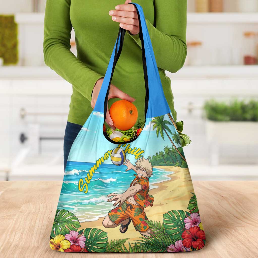 Katsuki Bakugo Summer Chill Grocery Bag Tropical Anime Action Scene
