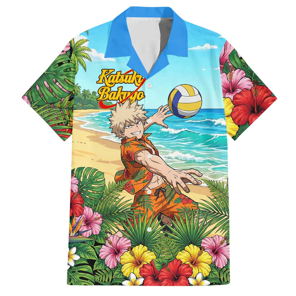 Katsuki Bakugo Summer Chill Hawaiian Shirt Tropical Anime Action Scene
