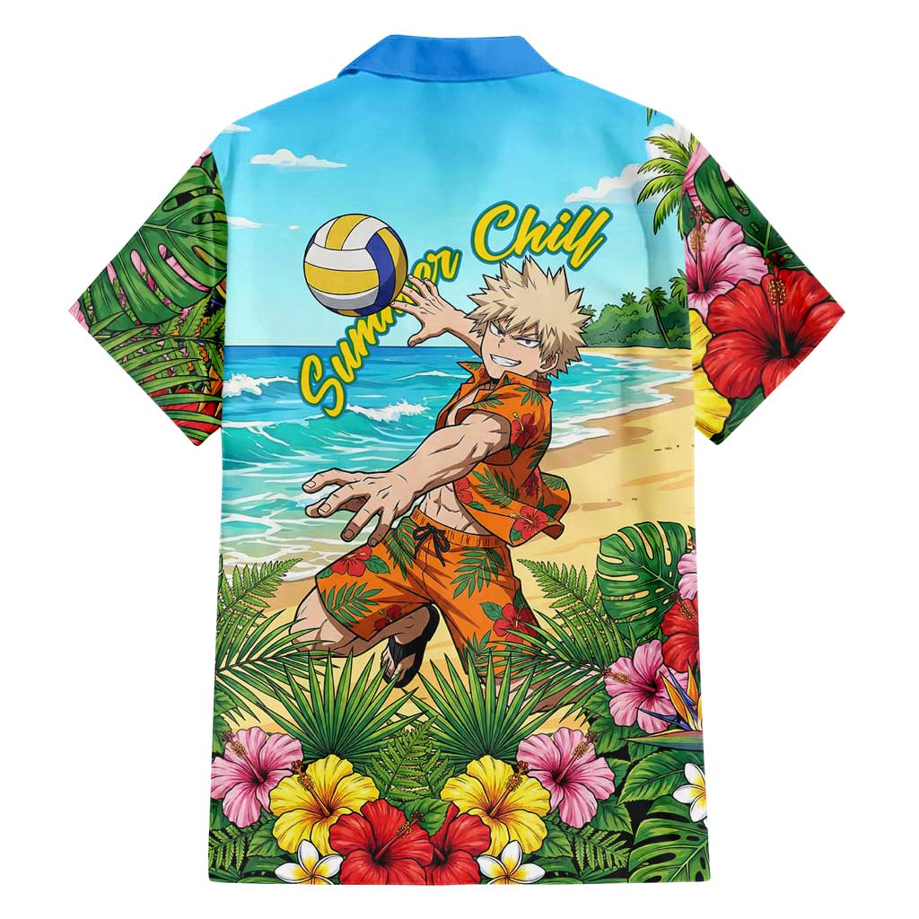 Katsuki Bakugo Summer Chill Hawaiian Shirt Tropical Anime Action Scene