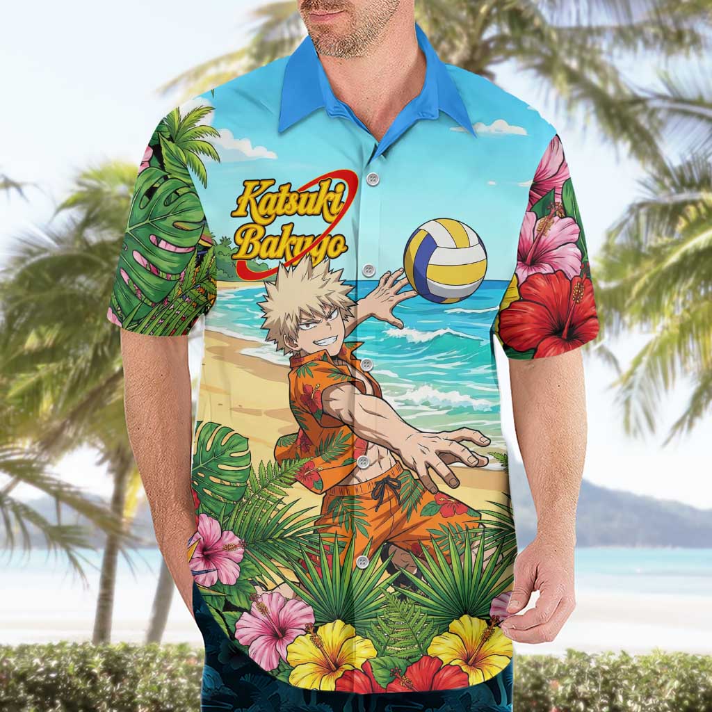 Katsuki Bakugo Summer Chill Hawaiian Shirt Tropical Anime Action Scene
