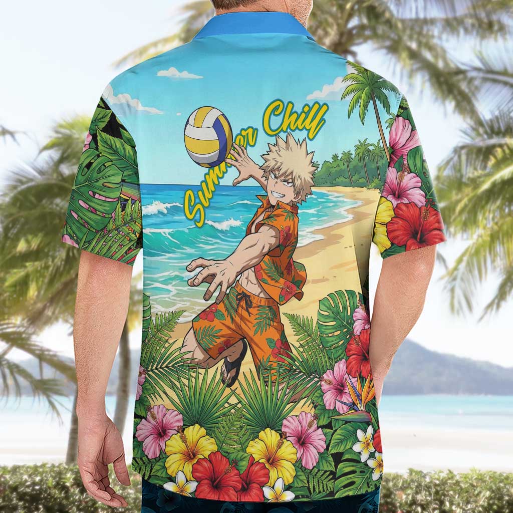 Katsuki Bakugo Summer Chill Hawaiian Shirt Tropical Anime Action Scene