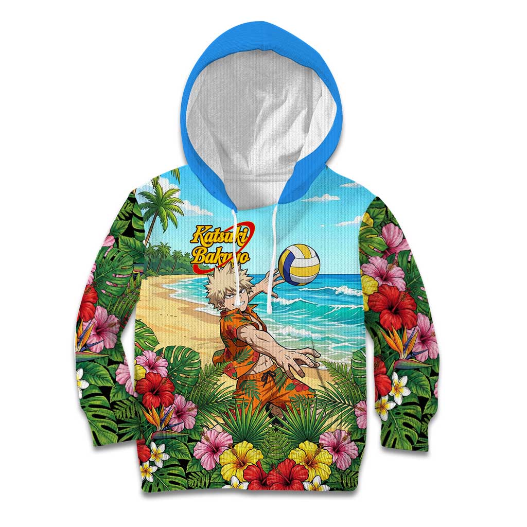 Katsuki Bakugo Summer Chill Kid Hoodie Tropical Anime Action Scene