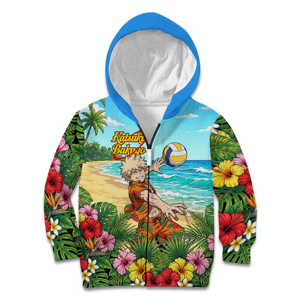 Katsuki Bakugo Summer Chill Kid Hoodie Tropical Anime Action Scene