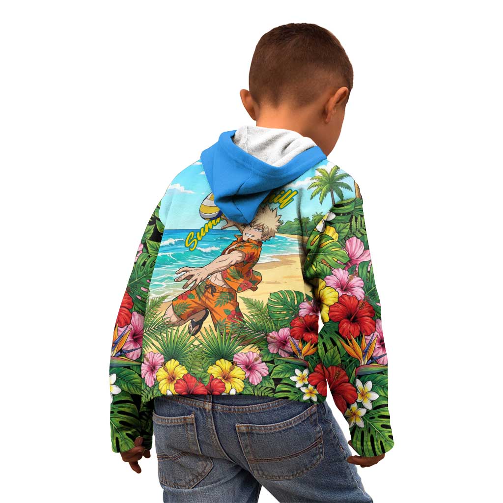 Katsuki Bakugo Summer Chill Kid Hoodie Tropical Anime Action Scene