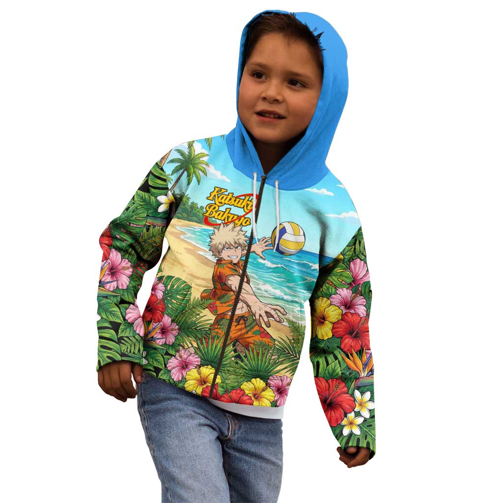 Katsuki Bakugo Summer Chill Kid Hoodie Tropical Anime Action Scene