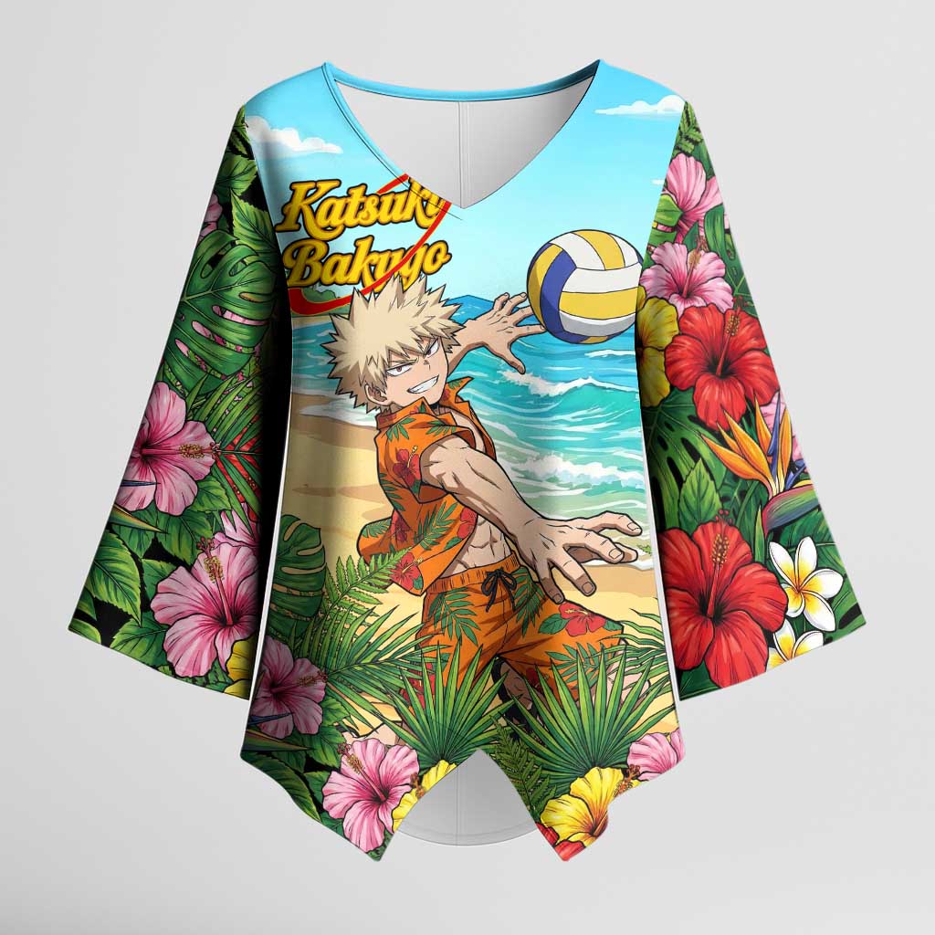 Katsuki Bakugo Summer Chill Kimono Sleeve Blouse Tropical Anime Action Scene