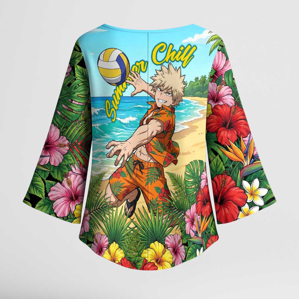 Katsuki Bakugo Summer Chill Kimono Sleeve Blouse Tropical Anime Action Scene