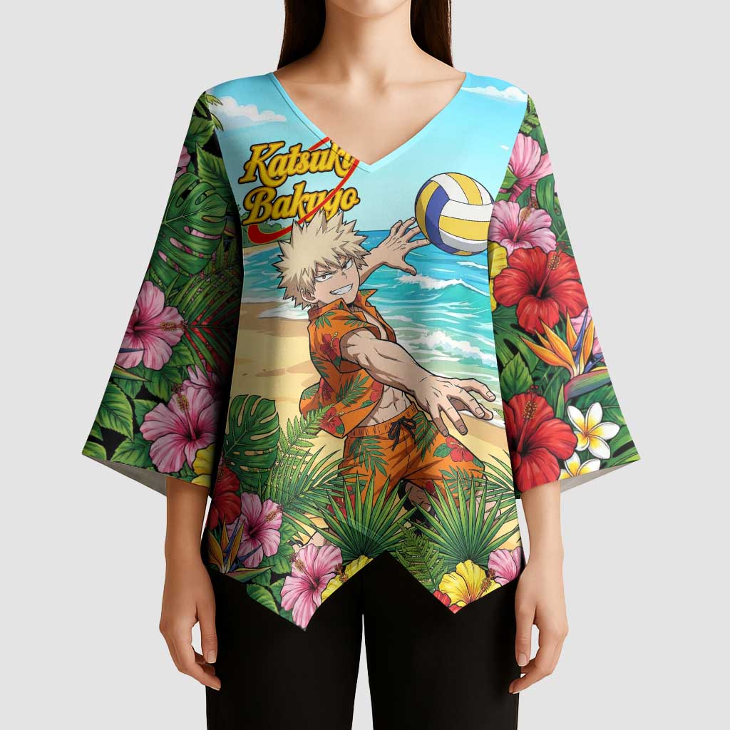 Katsuki Bakugo Summer Chill Kimono Sleeve Blouse Tropical Anime Action Scene