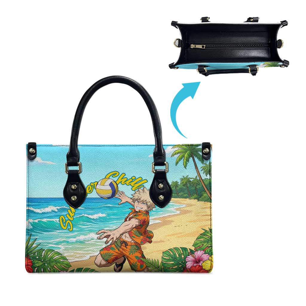 Katsuki Bakugo Summer Chill Leather Bag Tropical Anime Action Scene