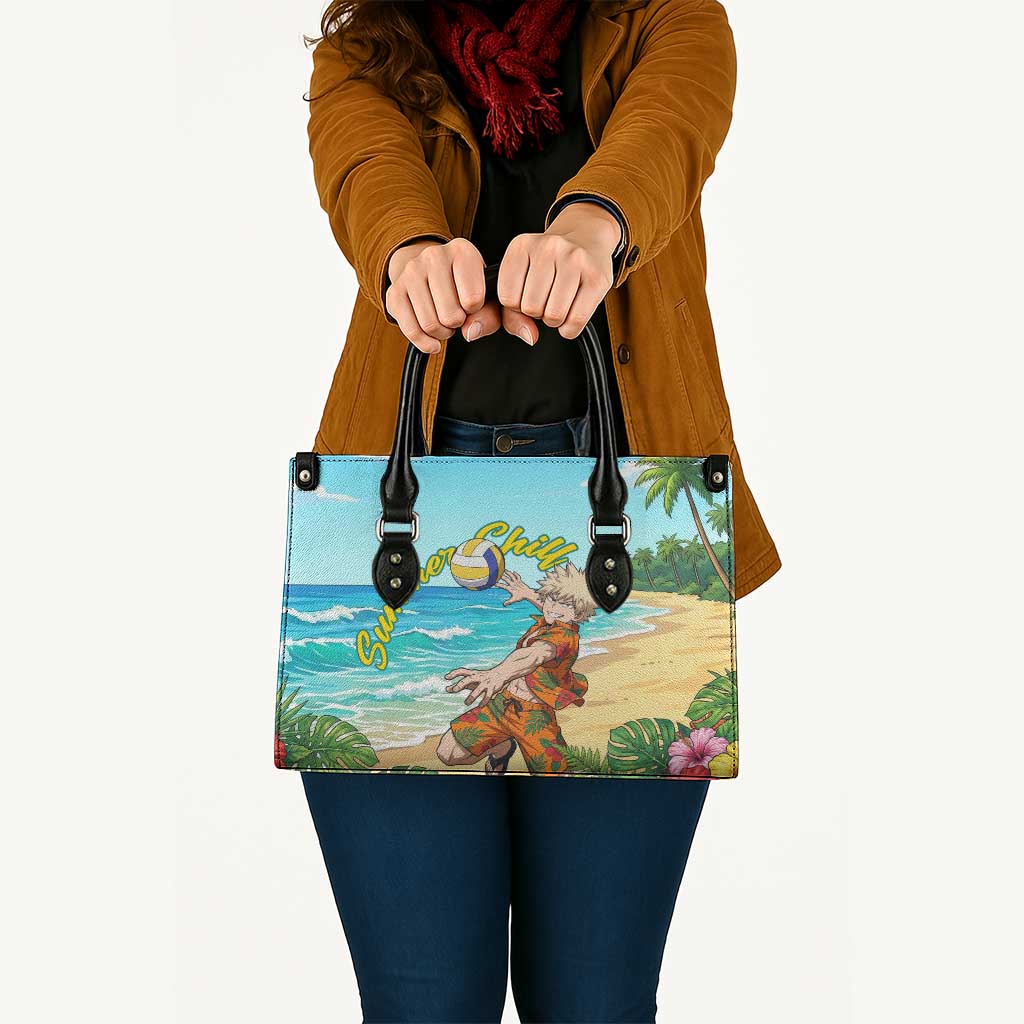 Katsuki Bakugo Summer Chill Leather Bag Tropical Anime Action Scene