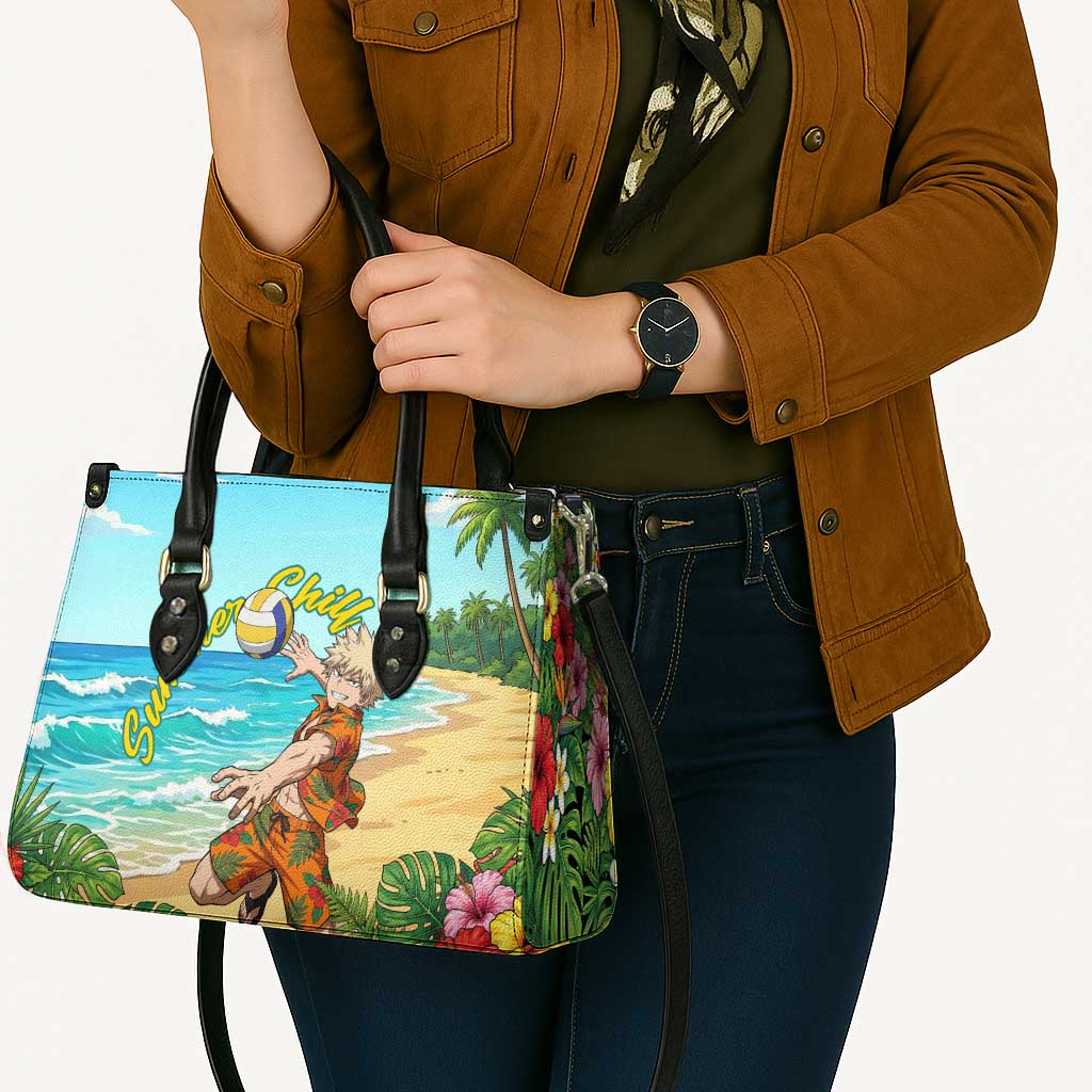 Katsuki Bakugo Summer Chill Leather Bag Tropical Anime Action Scene