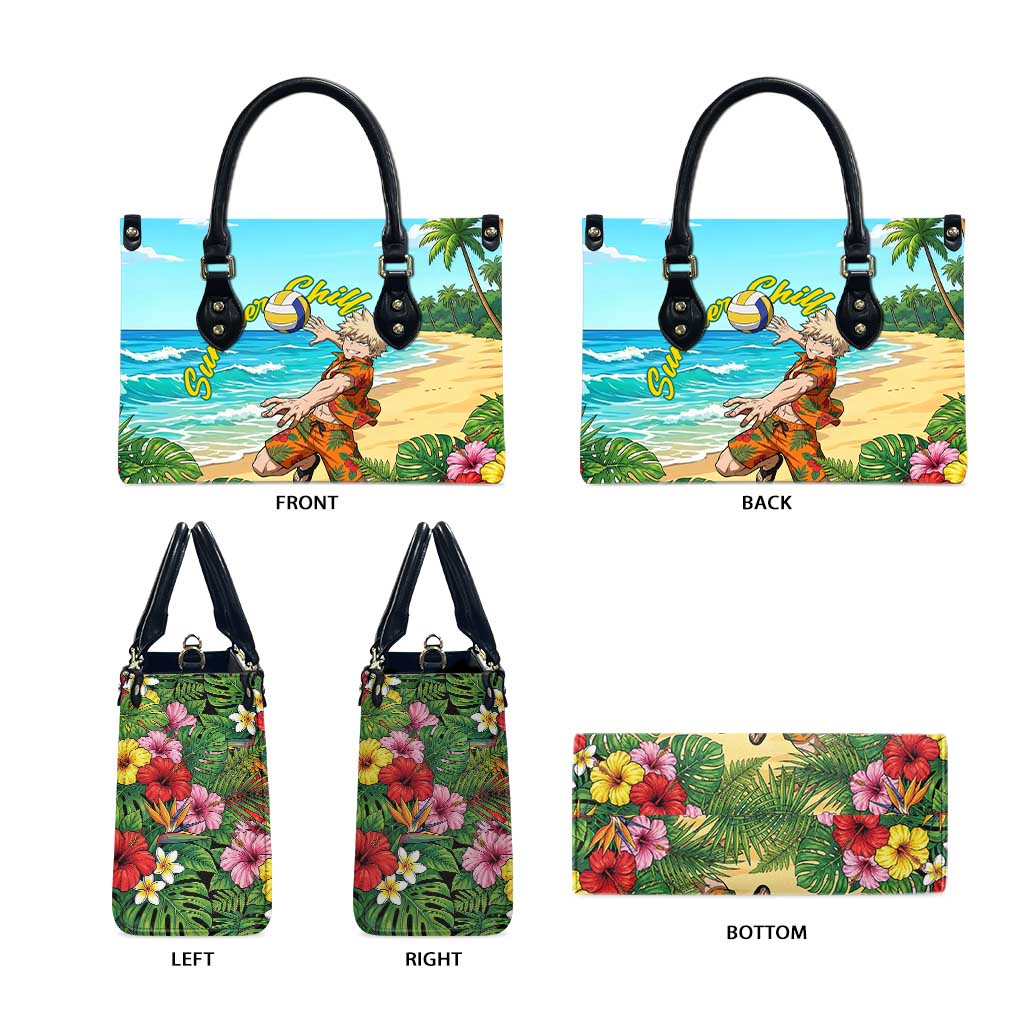 Katsuki Bakugo Summer Chill Leather Bag Tropical Anime Action Scene