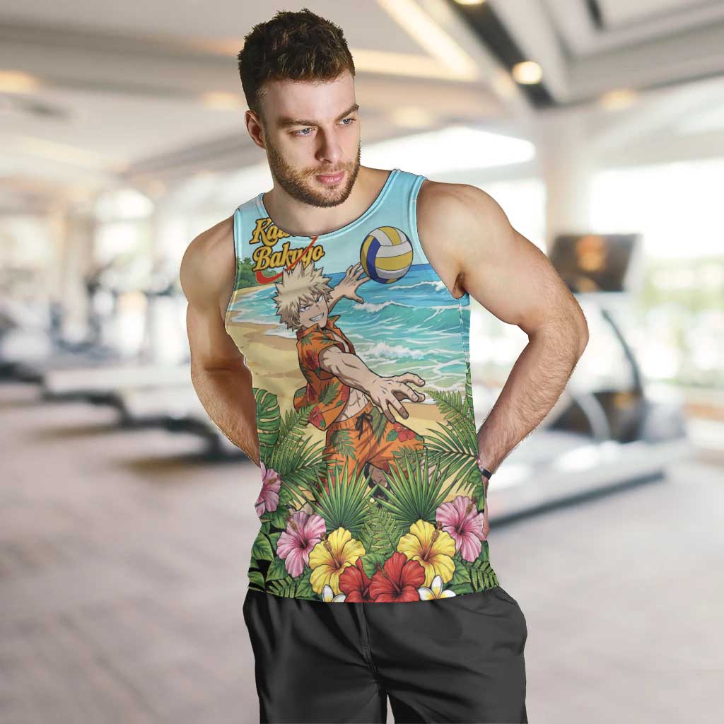 Katsuki Bakugo Summer Chill Men Tank Top Tropical Anime Action Scene