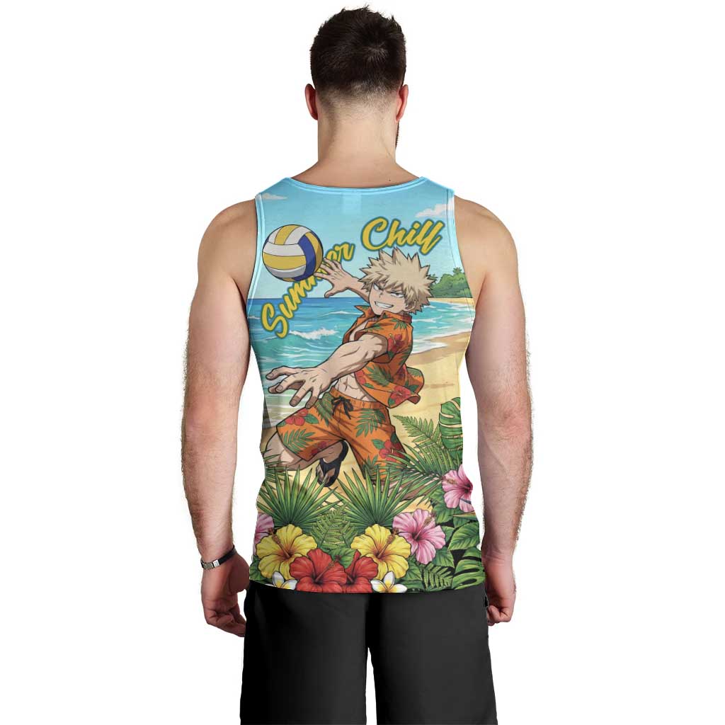 Katsuki Bakugo Summer Chill Men Tank Top Tropical Anime Action Scene