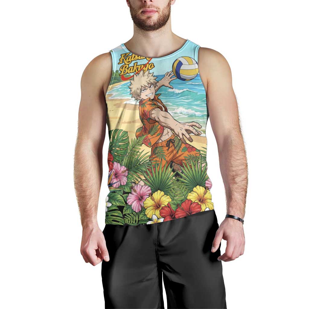 Katsuki Bakugo Summer Chill Men Tank Top Tropical Anime Action Scene