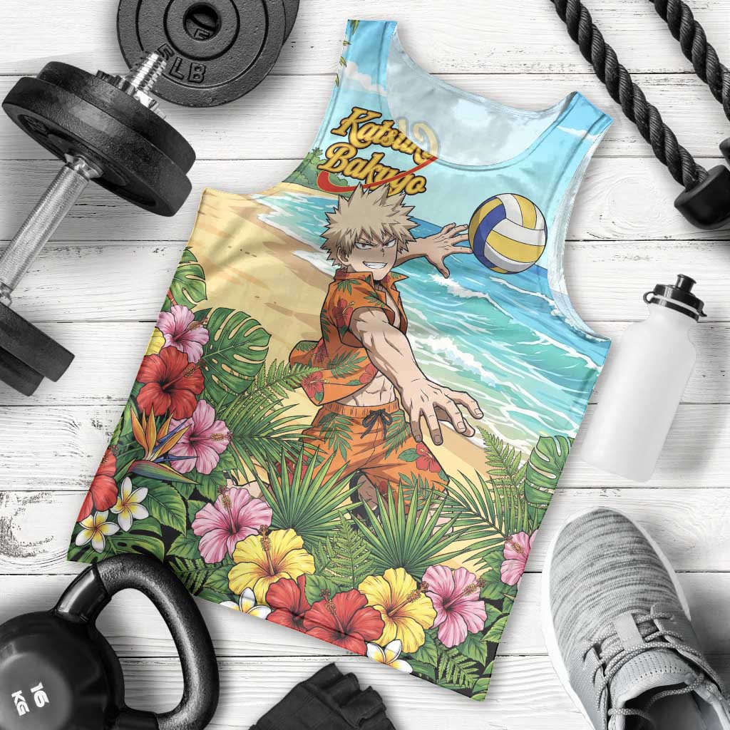 Katsuki Bakugo Summer Chill Men Tank Top Tropical Anime Action Scene