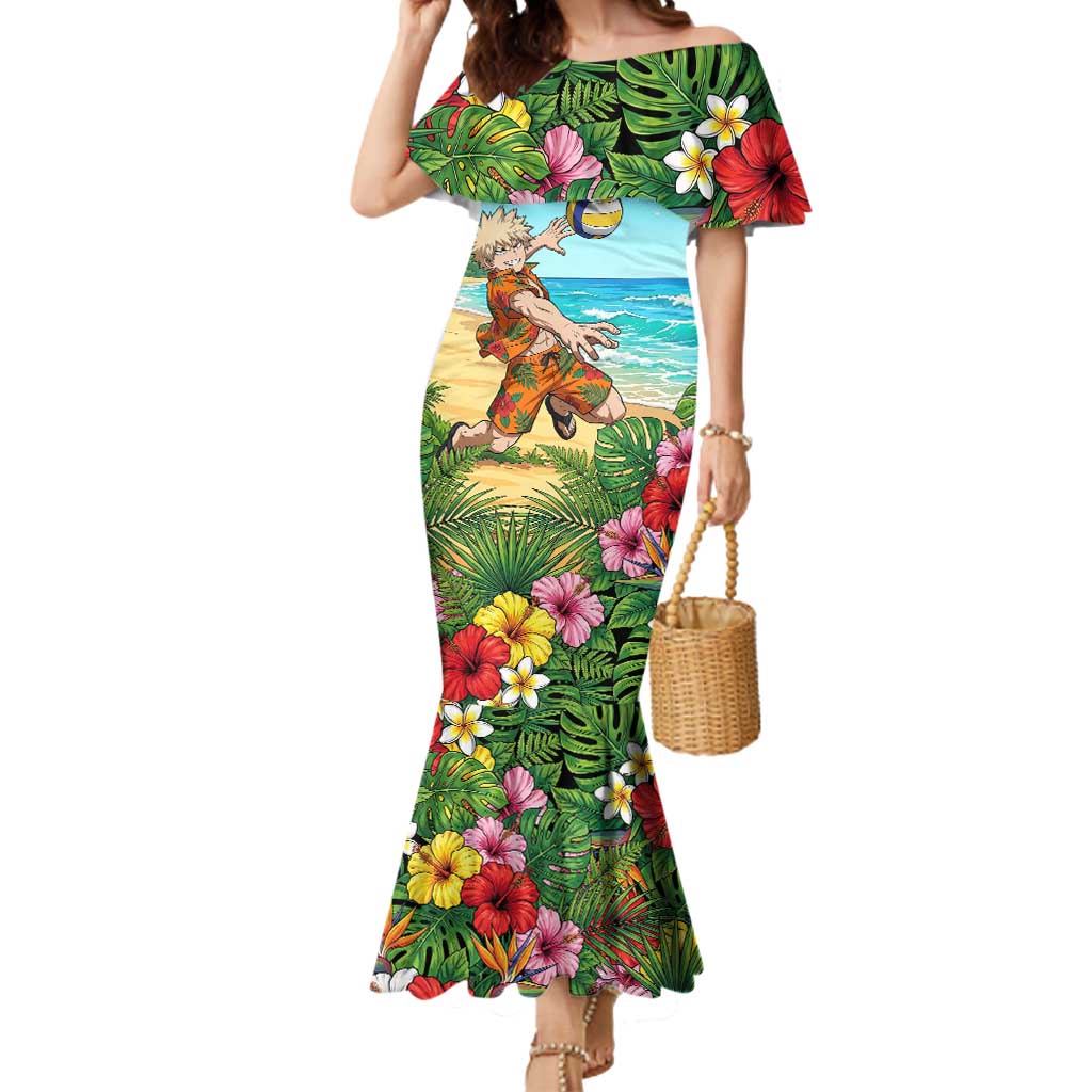 Katsuki Bakugo Summer Chill Mermaid Dress Tropical Anime Action Scene