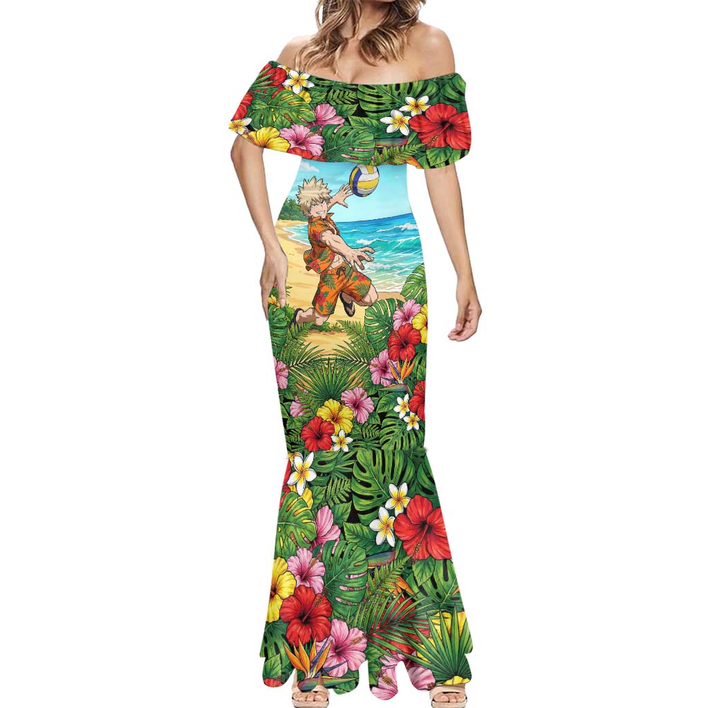 Katsuki Bakugo Summer Chill Mermaid Dress Tropical Anime Action Scene