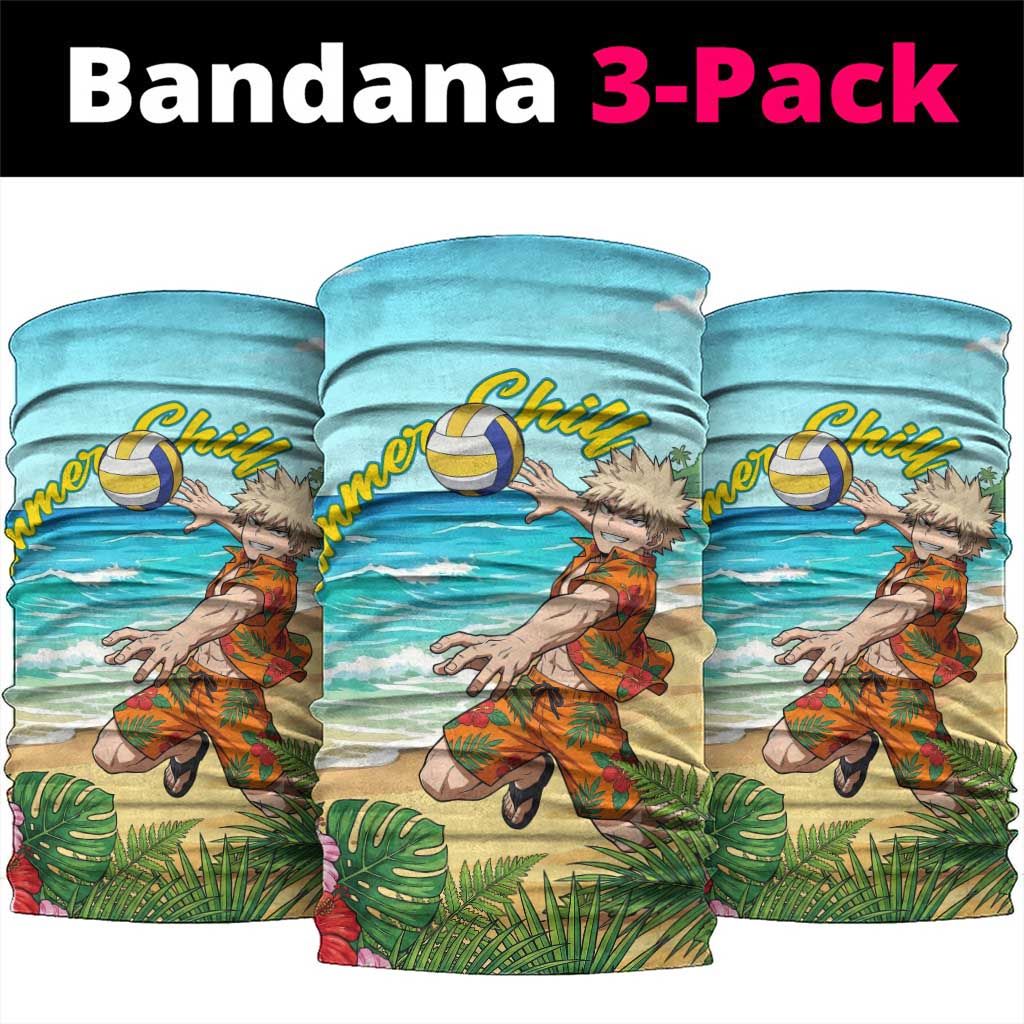 Katsuki Bakugo Summer Chill Neck Gaiter Tropical Anime Action Scene